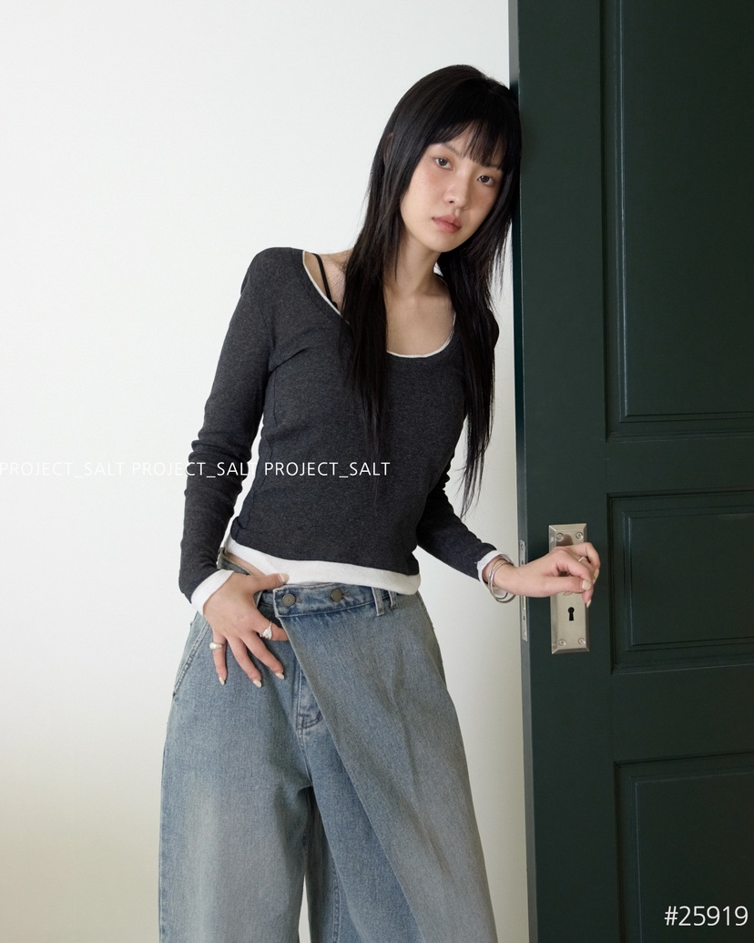 PROJECT SALT東大門㊣代購女士新品25秋冬牛仔褲PROJECTSALT牛仔褲