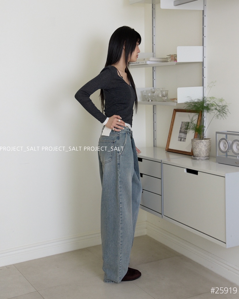 PROJECT SALT東大門㊣代購女士新品25秋冬牛仔褲PROJECTSALT牛仔褲
