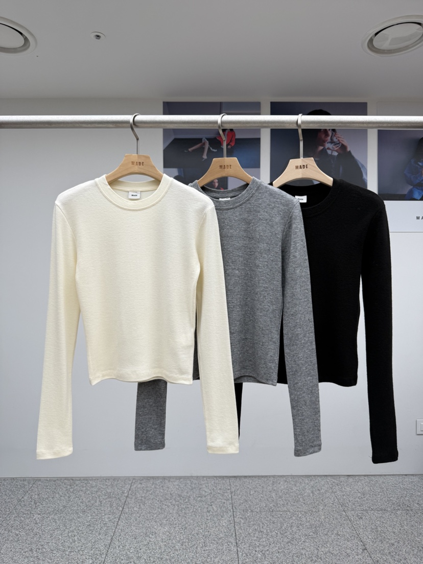 MADE-P韓國直郵㊣女士新款真品25秋冬熱賣人氣長袖T恤羊毛MADE-P長袖T恤