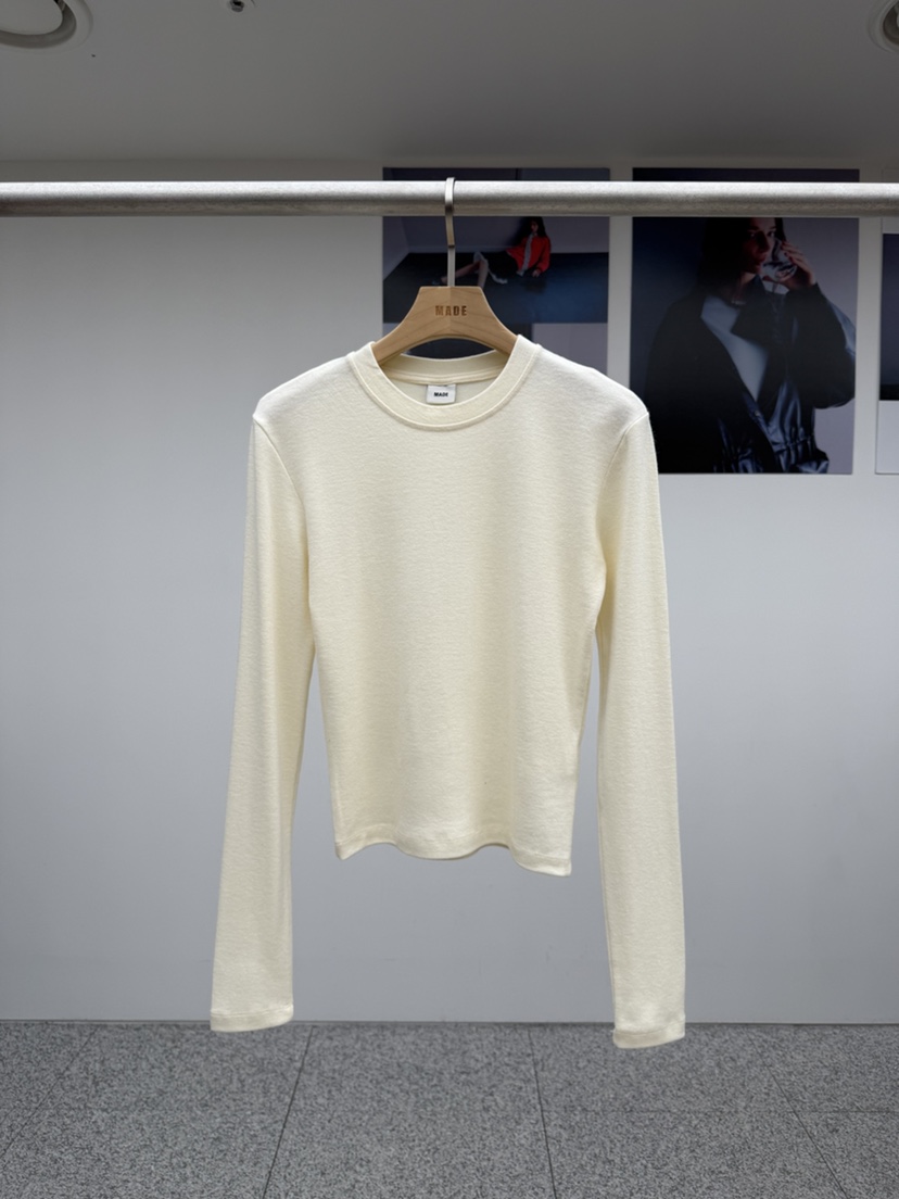 MADE-P韓國直郵㊣女士新款真品25秋冬熱賣人氣長袖T恤羊毛MADE-P長袖T恤圖色2
