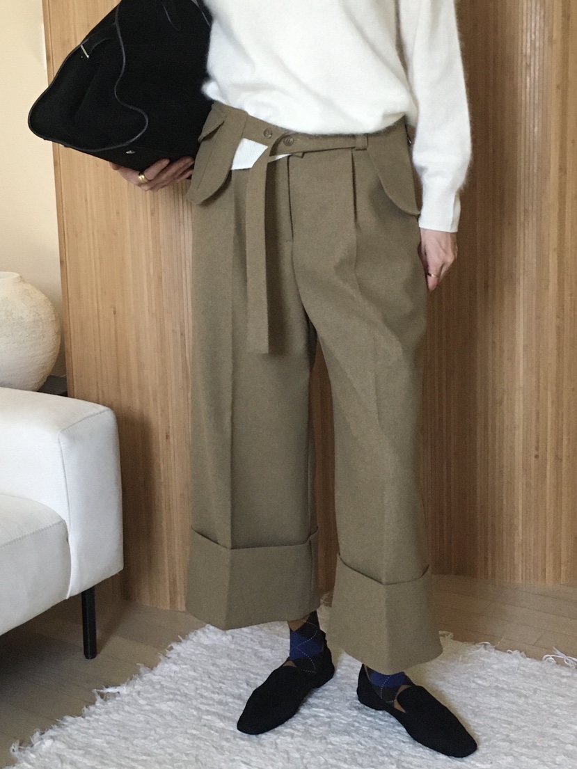 ARBOL韓國直郵㊣女裝新品休閑25秋冬人氣熱賣休閑褲羊毛腰帶ARBOL休閑褲