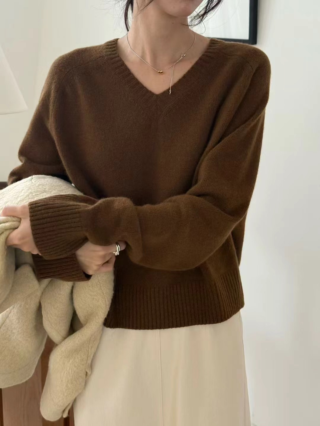 AMYGRACE韓國代購㊣女裝新款時尚職業真品25秋冬休閑針織衫AMYGRACE針織衫圖色1