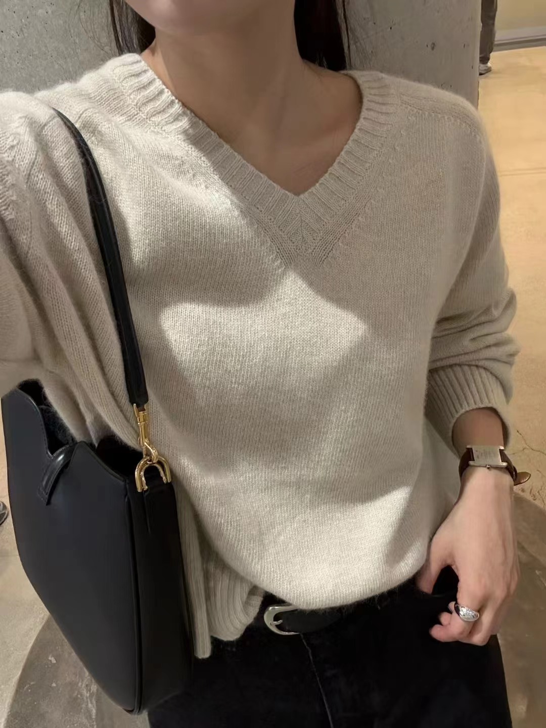 AMYGRACE韓國代購㊣女裝新款時尚職業真品25秋冬休閑針織衫AMYGRACE針織衫圖色2