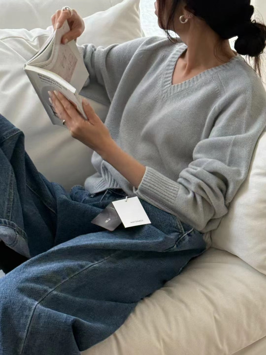AMYGRACE韓國代購㊣女裝新款時尚職業真品25秋冬休閑針織衫AMYGRACE針織衫圖色3
