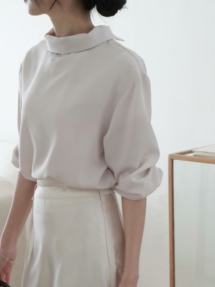 HERME韓國代購㊣女士新款熱賣職業休閑真品人氣襯衫蕾絲衫高領HERME襯衫/蕾絲衫