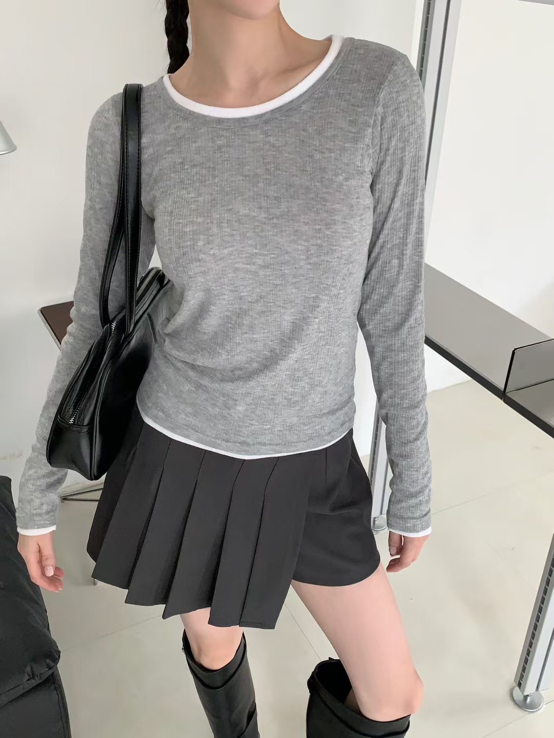 A.ME東大門㊣實拍女裝新款職業熱賣休閑時尚長袖T恤不含內搭A.ME長袖T恤圖色3