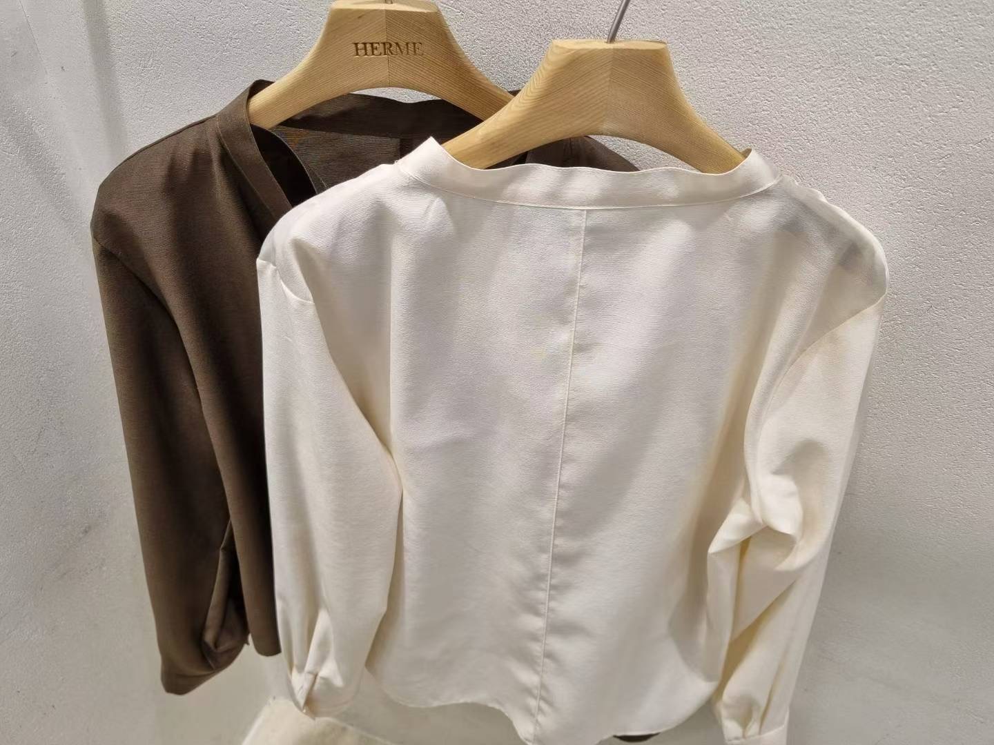 HERME韓國直郵㊣女士新品職業推薦熱賣時尚25秋冬襯衫蕾絲衫HERME襯衫/蕾絲衫