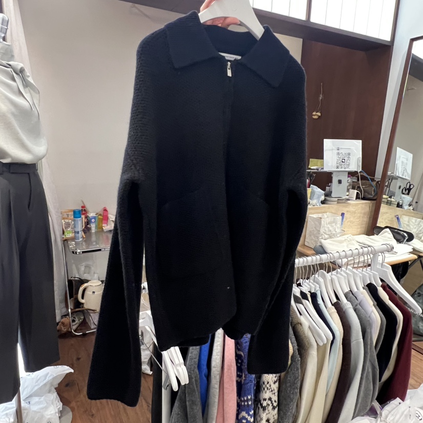 UNDERSTANDING韓國代購㊣女士新款推薦熱賣針織衫華夫格拉鏈UNDERSTANDING針織衫圖色3