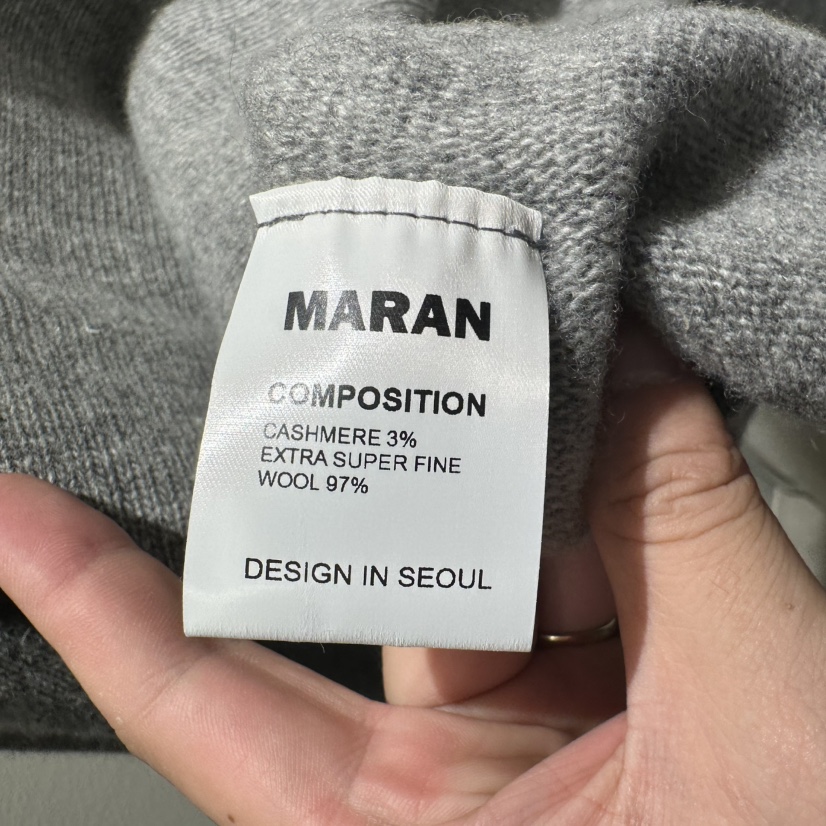 MARAN-P韓國直郵㊣女士新款真品熱賣人氣針織衫不對稱羊絨MARAN針織衫