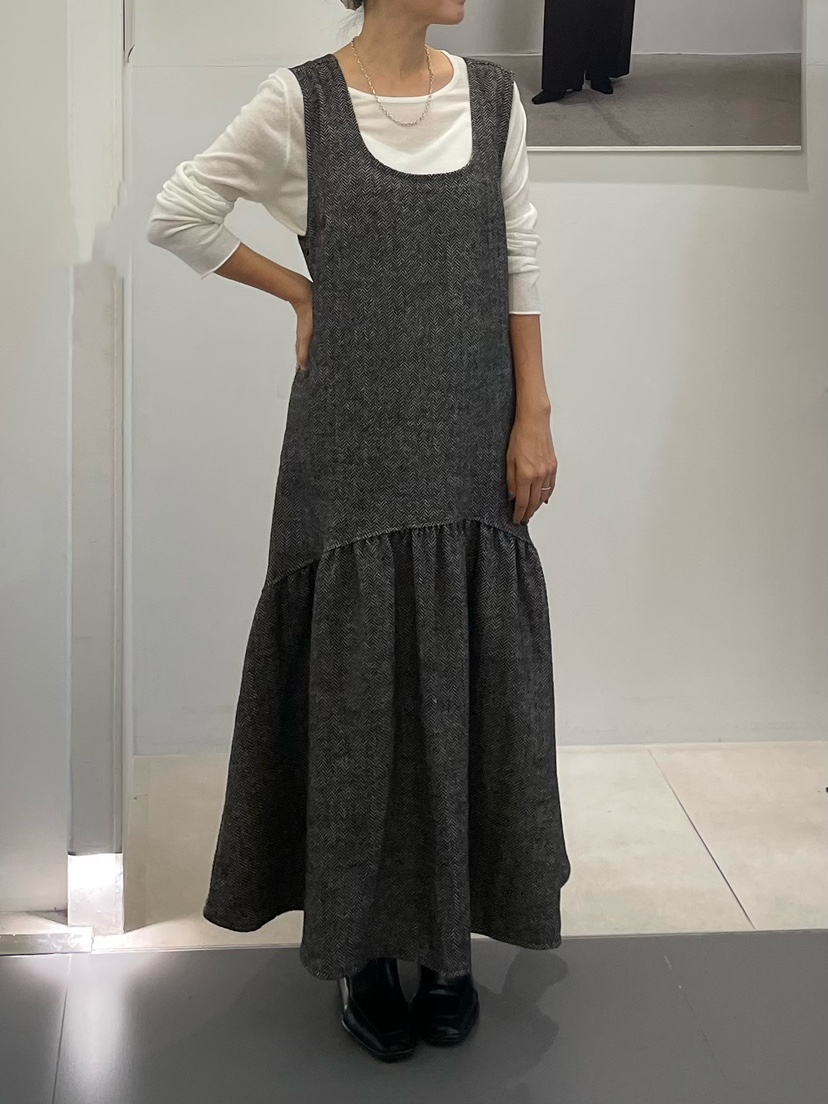 NEOUL韓國代購㊣女士新品人氣推薦時尚真品熱賣連衣裙人字形NEOUL/ahin雙領標簽連衣裙