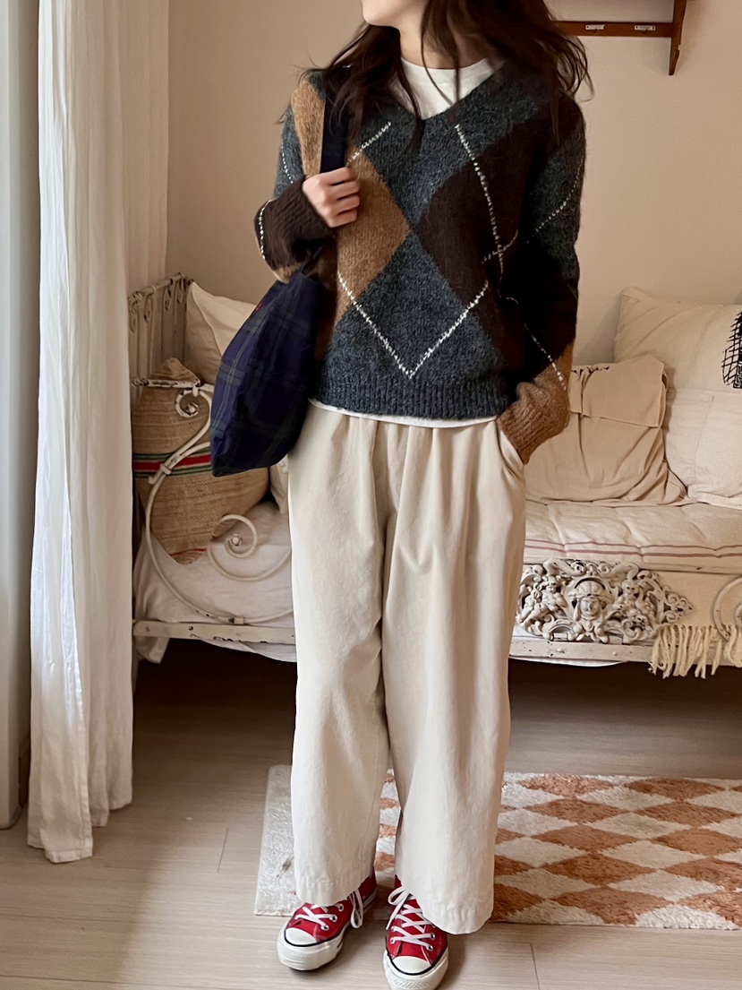 AT NOTE韓國代購㊣女士新款25秋冬推薦單肩斜跨包刺繡格紋AT NOTE單肩/斜跨包