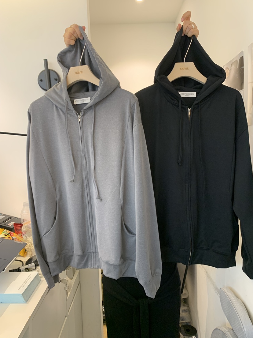OUVIR韓國代購㊣女士新品休閑真品25秋冬夾克羊毛拉鏈開衩連帽O.V.R/OUVIR夾克