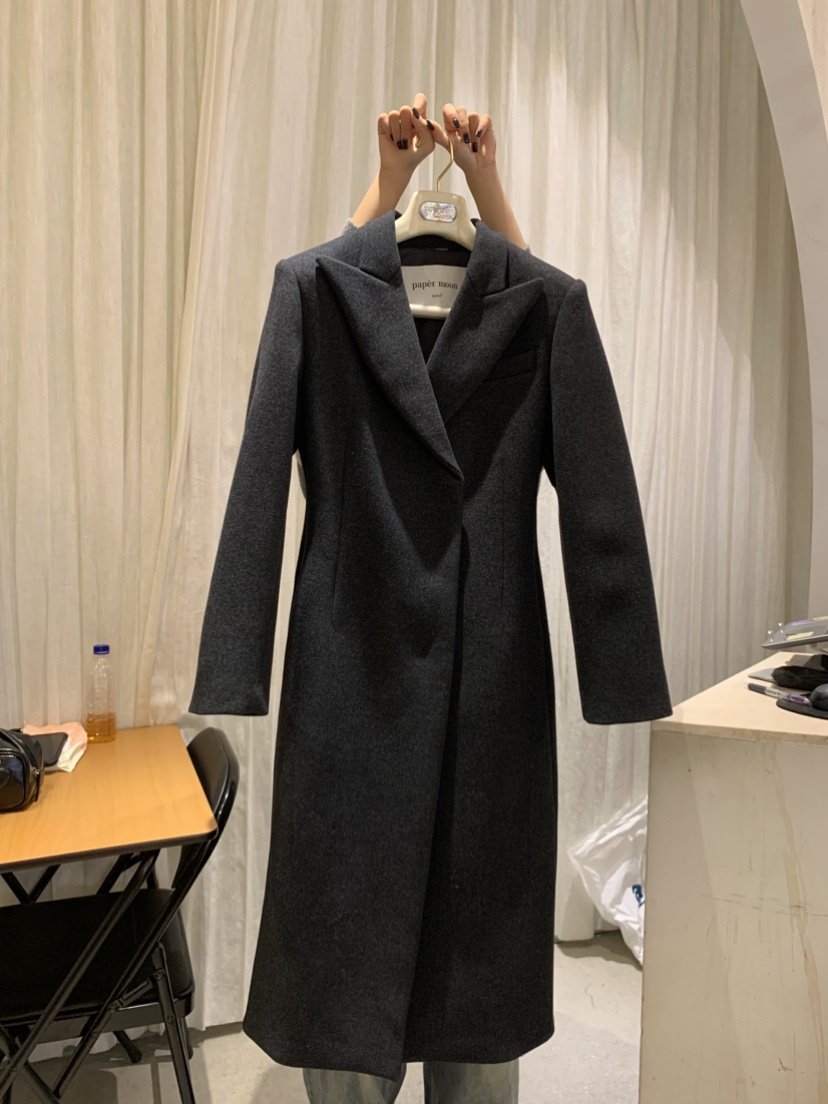 PAPERMOON韓國代購㊣女士新款真品時尚25秋冬人氣中長款大衣paper moon中長款大衣圖色3