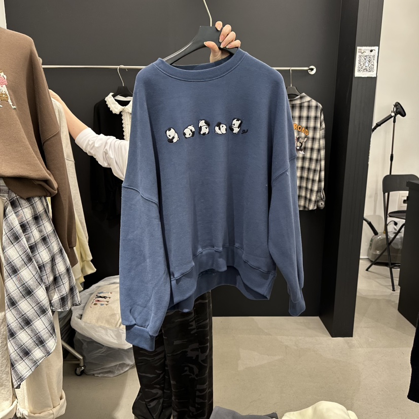 A.CES韓國直郵㊣女裝新品職業時尚25秋冬休閑真品衛衣刺繡A.CES衛衣圖色2