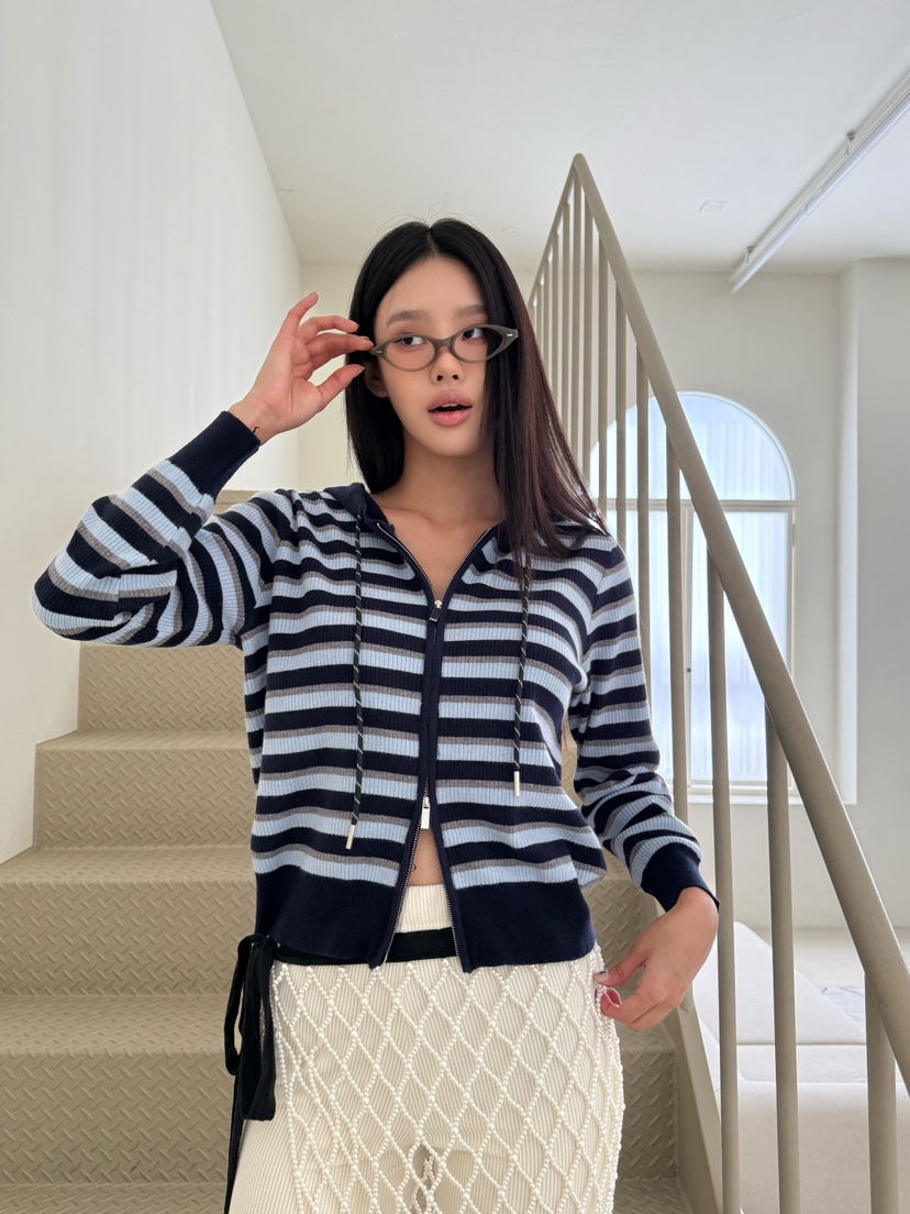 MAISONDEGLORY東大門㊣直郵女士新品真品時尚人氣針織衫拉鏈MAISON DE GLORY針織衫圖色1