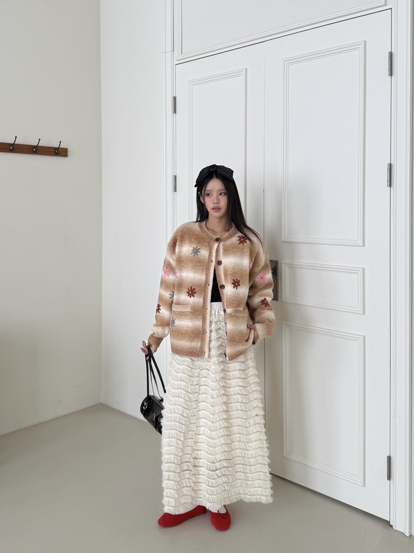 MAISONDEGLORY東大門㊣代購女裝新品休閑針織衫羊毛花朵開衫MAISON DE GLORY針織衫
