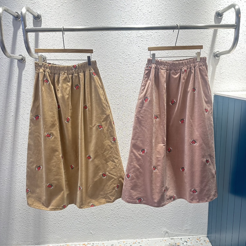 MAISONDEGLORY韓國直郵㊣女裝新品熱賣時尚休閑長裙燈芯絨繡花MAISON DE GLORY長裙