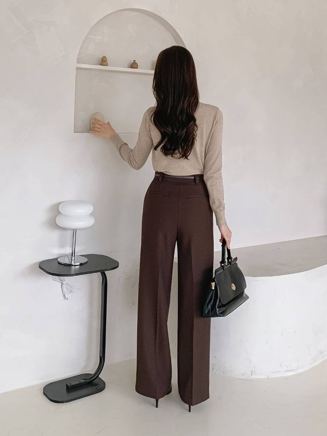 MANGO韓國直郵㊣女裝新品人氣25秋冬休閑熱賣休閑褲不含腰帶MANGO休閑褲