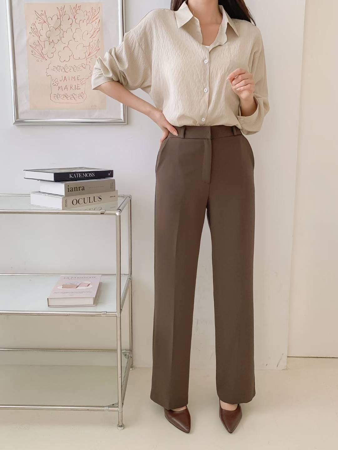 MANGO韓國直郵㊣女裝新品熱賣真品職業推薦人氣時尚休閑休閑褲MANGO休閑褲圖色1