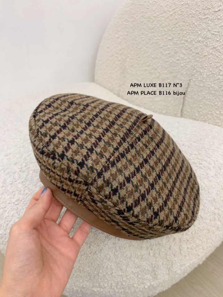 N3東大門㊣代購女裝新品時尚休閑推薦人氣職業熱賣帽子格紋N3帽子圖色1