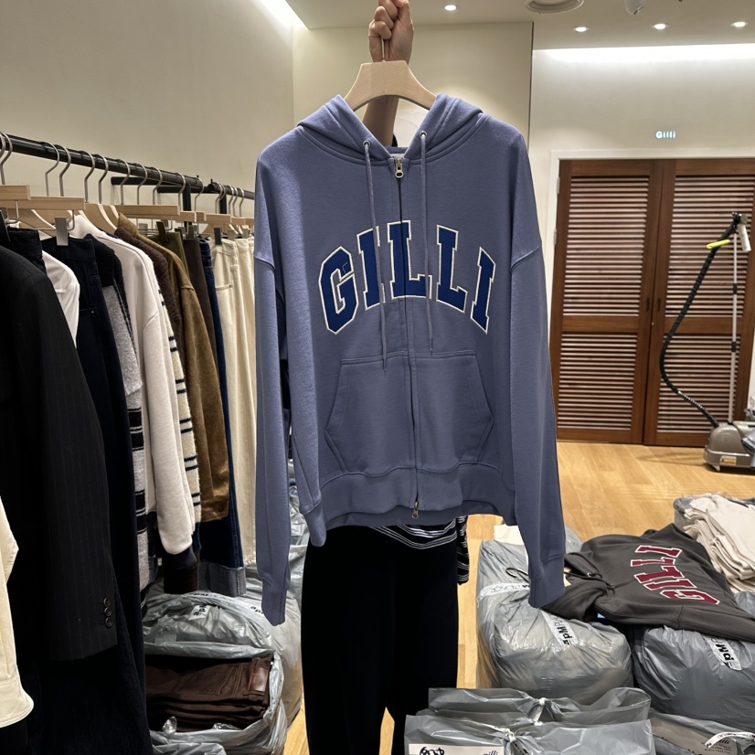 GILLI東大門㊣代購女士新品25秋冬時尚人氣職業夾克拉鏈兜帽GILLI夾克圖色2