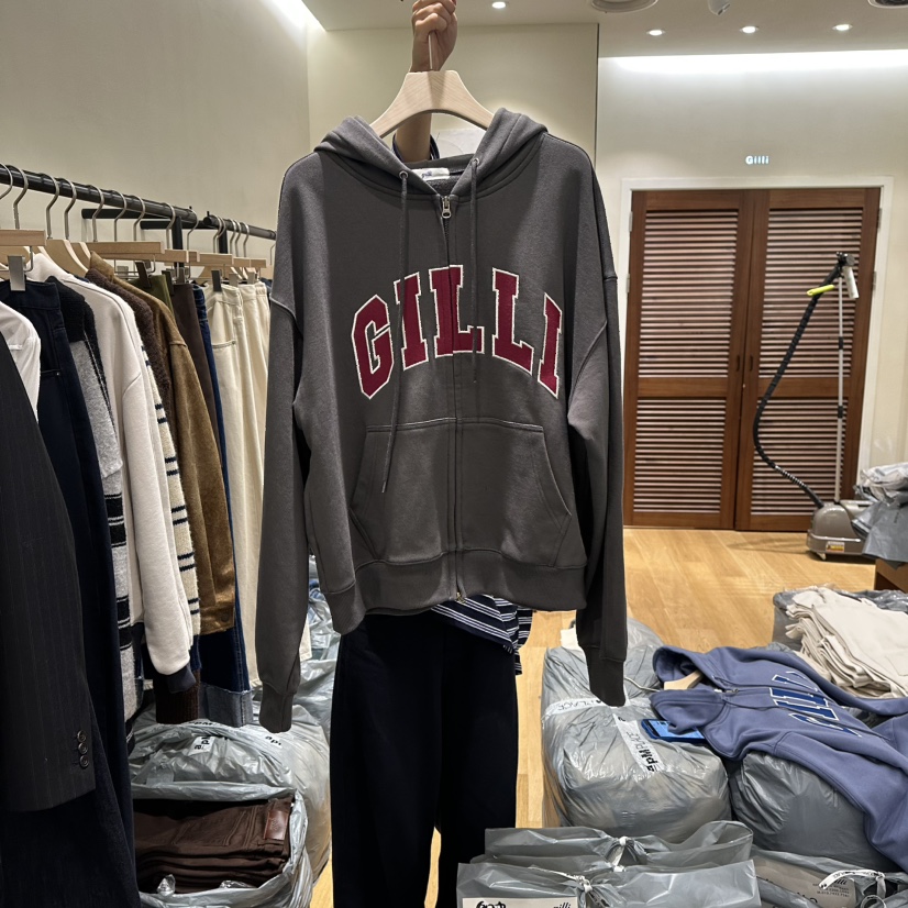 GILLI東大門㊣代購女士新品25秋冬時尚人氣職業夾克拉鏈兜帽GILLI夾克圖色3