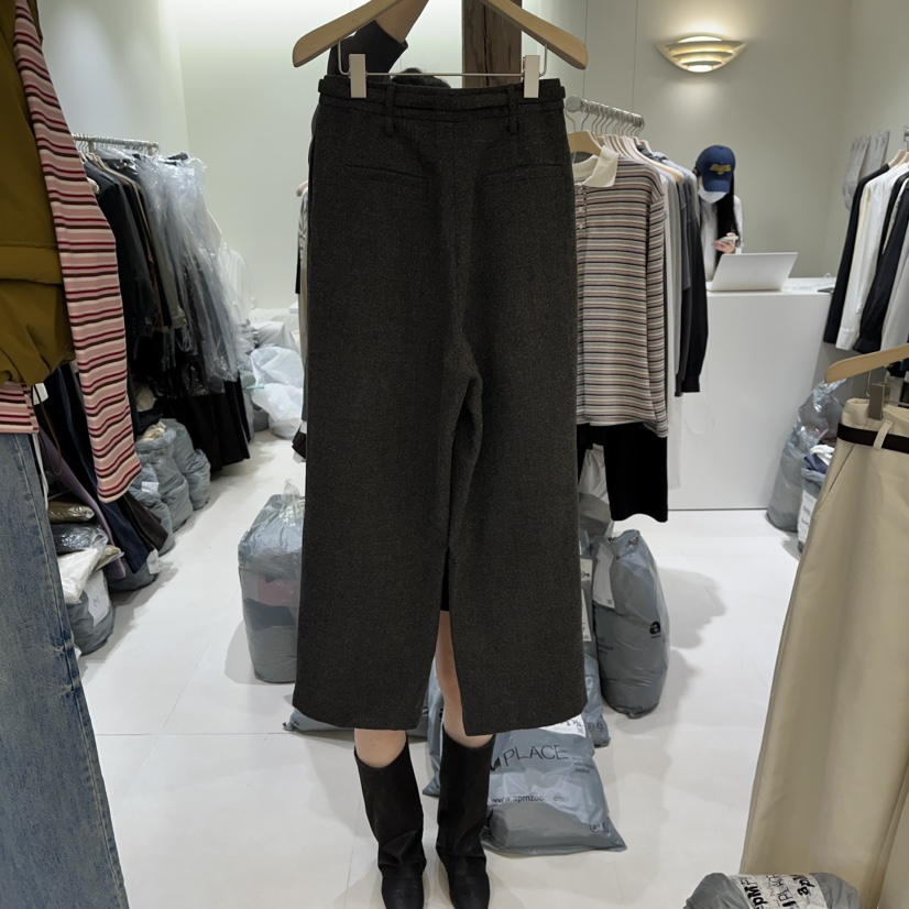 AVECNOUS韓國代購㊣女裝新品人氣熱賣25秋冬真品休閑褲腰帶AVECNOUS休閑褲