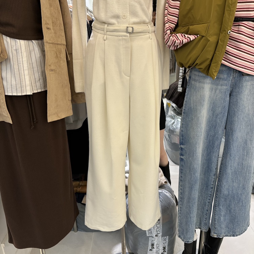 AVECNOUS韓國代購㊣女裝新品人氣熱賣25秋冬真品休閑褲腰帶AVECNOUS休閑褲圖色1