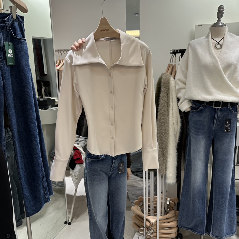 RENDER韓國直郵㊣女裝新品推薦職業人氣25秋冬休閑襯衫蕾絲衫RENDER襯衫/蕾絲衫圖色1