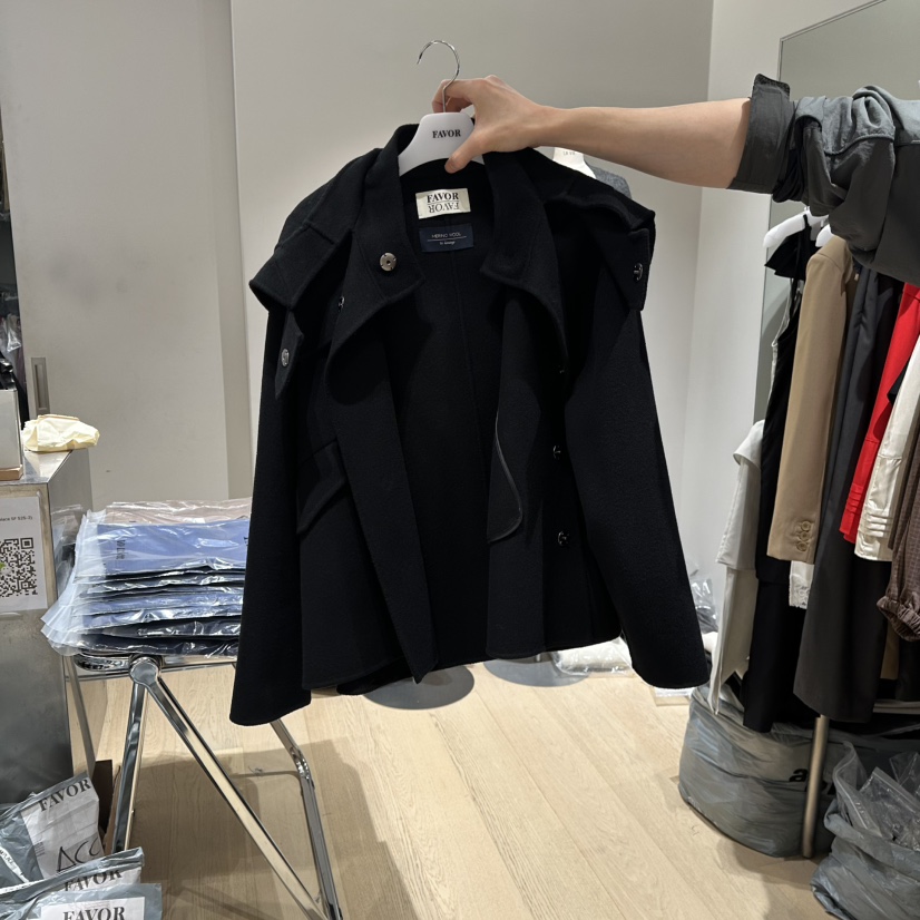 FAVOR-P東大門㊣直郵女裝新品職業熱賣25秋冬短款大衣不含內搭FAVOR-P短款大衣圖色2
