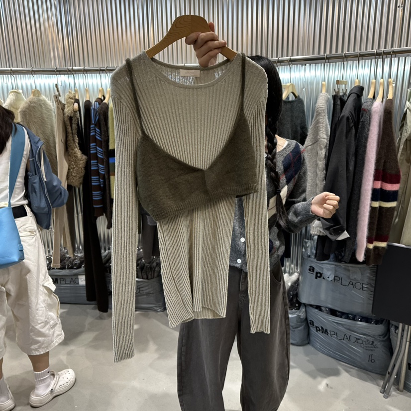 ALEGRE韓國直郵㊣女裝新品職業熱賣人氣休閑吊帶背心不含內搭ALEGRE吊帶/背心圖色1