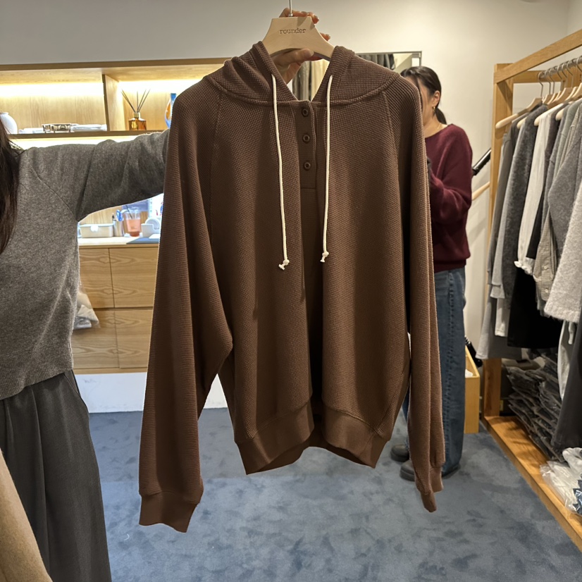 ROUNDER韓國代購㊣女士新品休閑推薦人氣25秋冬職業衛衣華夫格ROUNDER衛衣圖色3