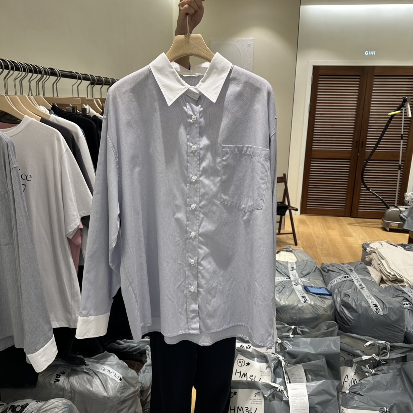 GILLI東大門㊣直郵女士新品職業推薦休閑時尚襯衫蕾絲衫拼色GILLI襯衫/蕾絲衫圖色1