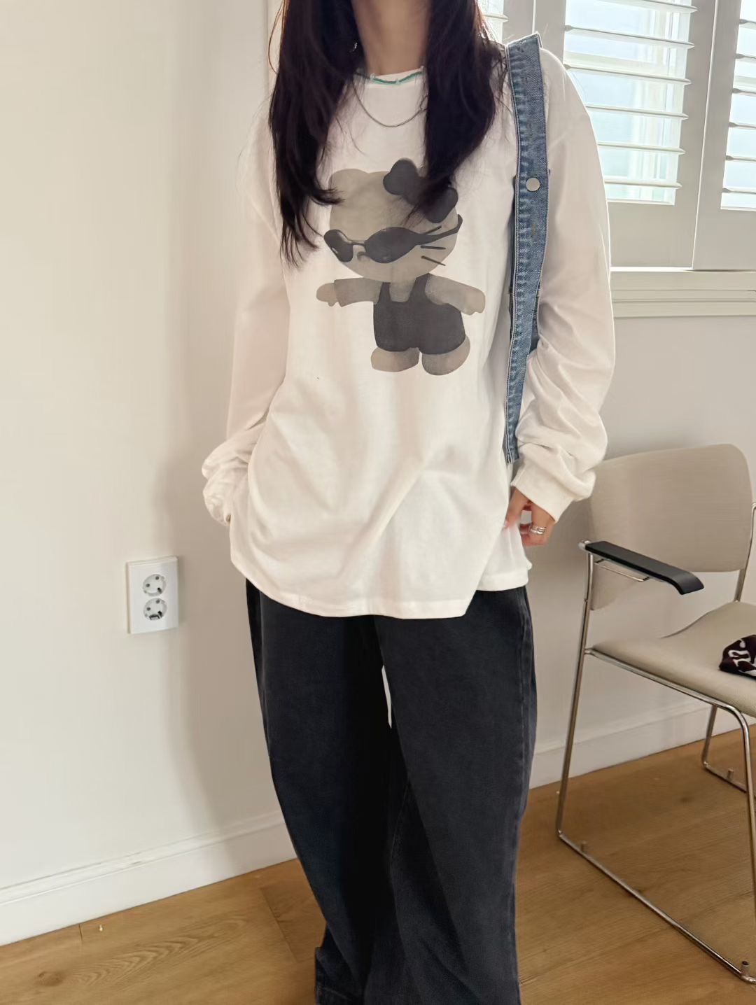 STANDING韓國代購㊣女士新款熱賣真品25秋冬職業時尚長袖T恤STANDING長袖T恤圖色1