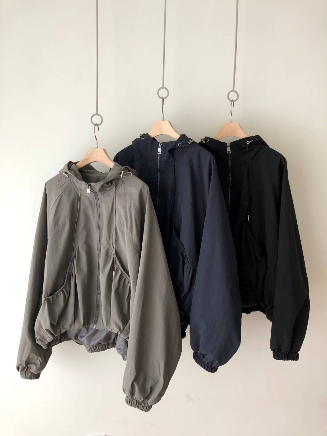 SISTER W東大門㊣實拍女裝新品25秋冬人氣夾克口袋褶皺連帽SISTER W夾克