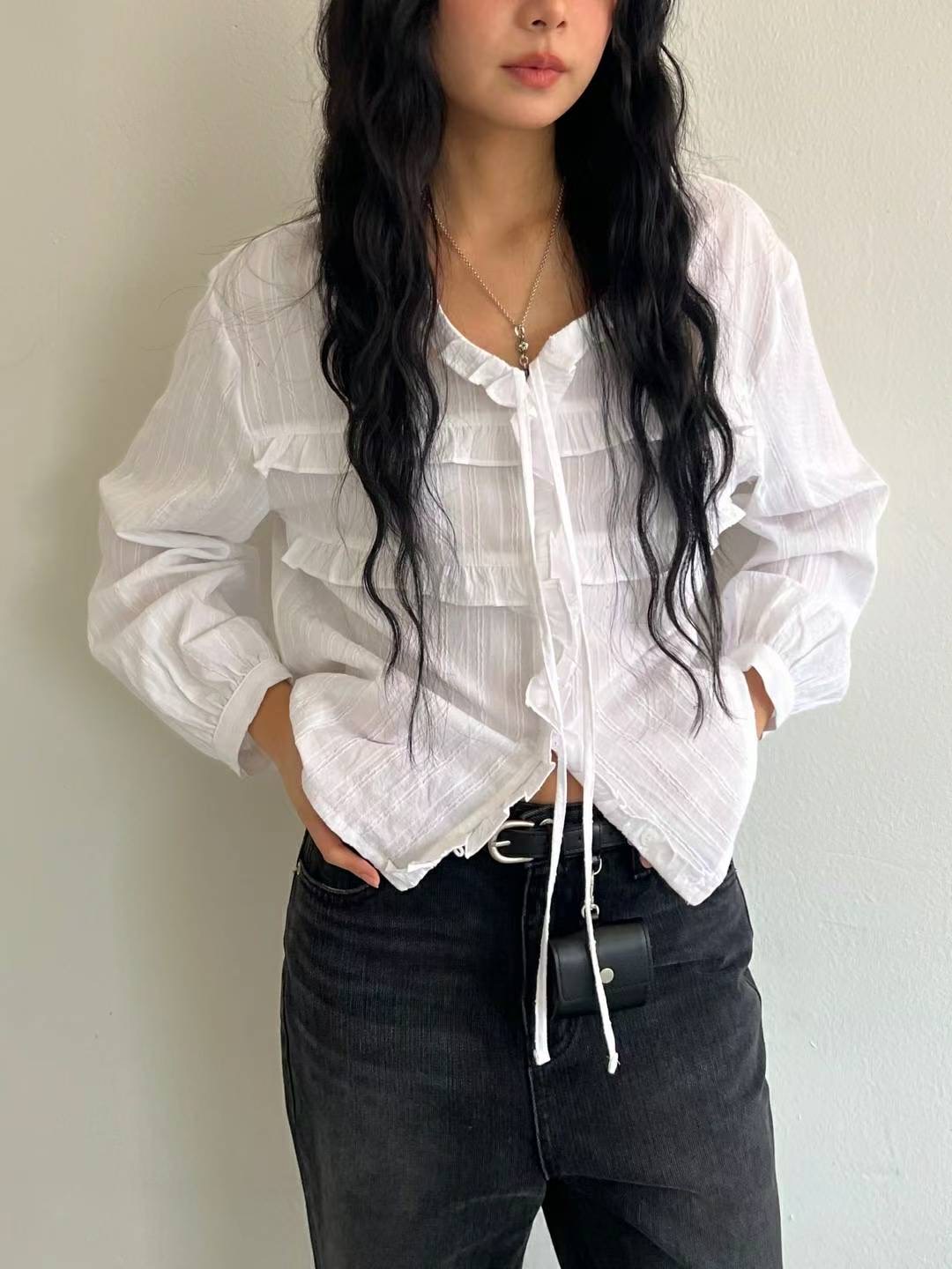 REGULAR東大門㊣實拍女裝新品人氣職業休閑真品25秋冬襯衫蕾絲衫REGULAR襯衫/蕾絲衫圖色2