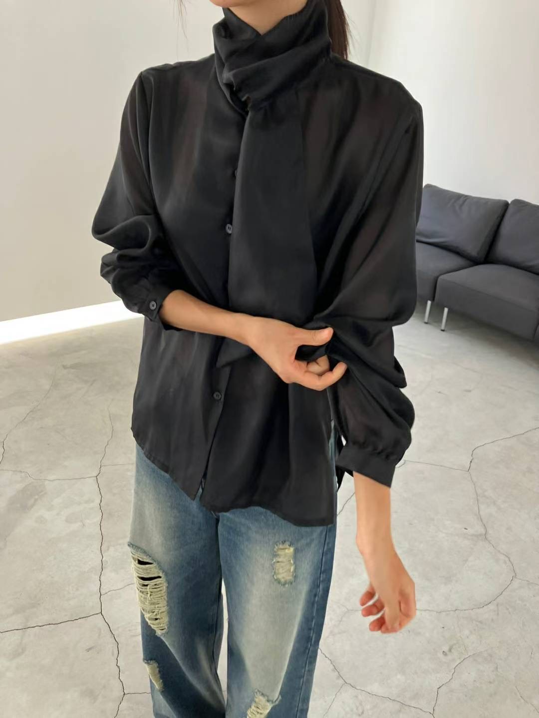 REGULAR韓國代購㊣女裝新款職業25秋冬時尚真品休閑襯衫蕾絲衫REGULAR襯衫/蕾絲衫圖色1