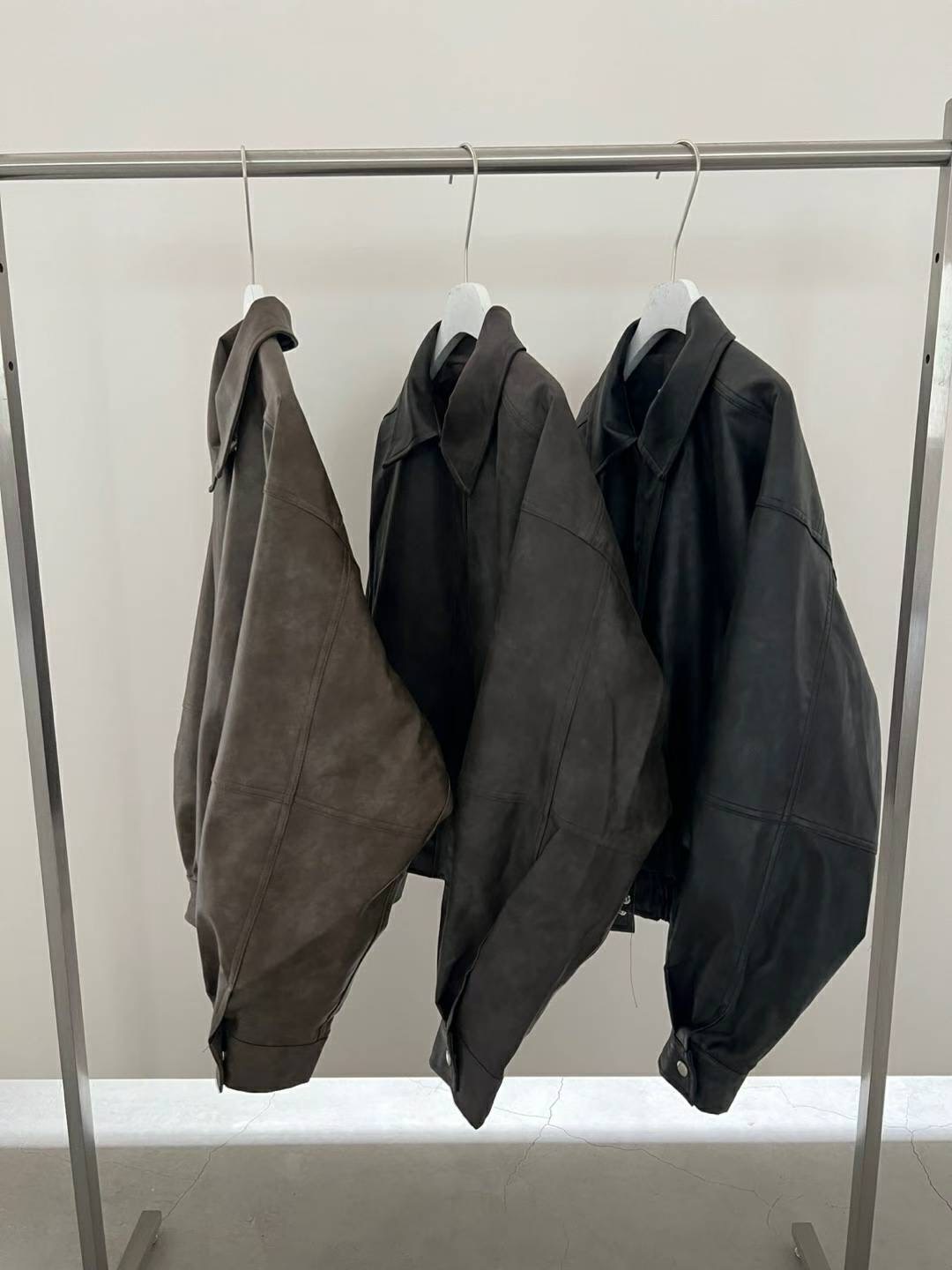 REGULAR韓國代購㊣女士新品25秋冬人氣真品職業夾克水洗皮革REGULAR夾克