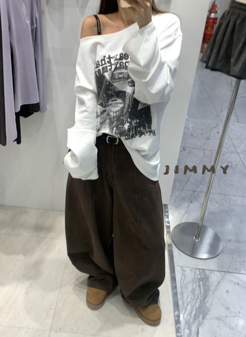 JIMMY韓國直郵㊣女士新品真品熱賣25秋冬人氣牛仔褲不含腰帶JIMMY/REMAKE牛仔褲