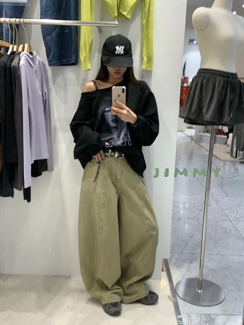 JIMMY韓國直郵㊣女士新品真品熱賣25秋冬人氣牛仔褲不含腰帶JIMMY/REMAKE牛仔褲