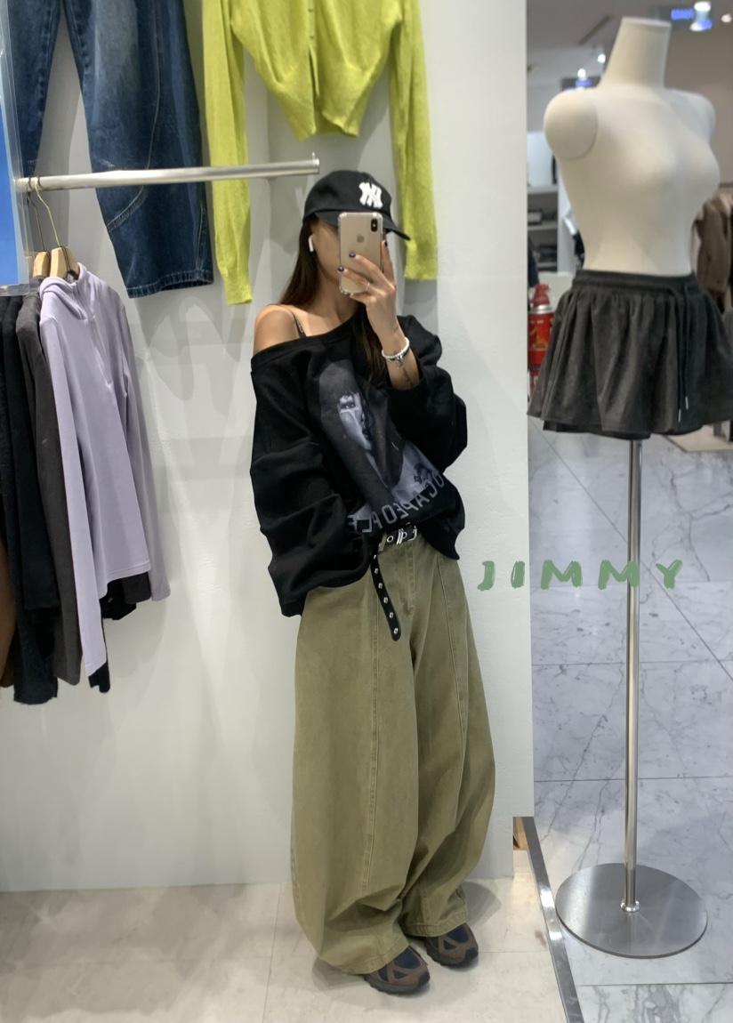 JIMMY韓國直郵㊣女士新品真品熱賣25秋冬人氣牛仔褲不含腰帶JIMMY/REMAKE牛仔褲
