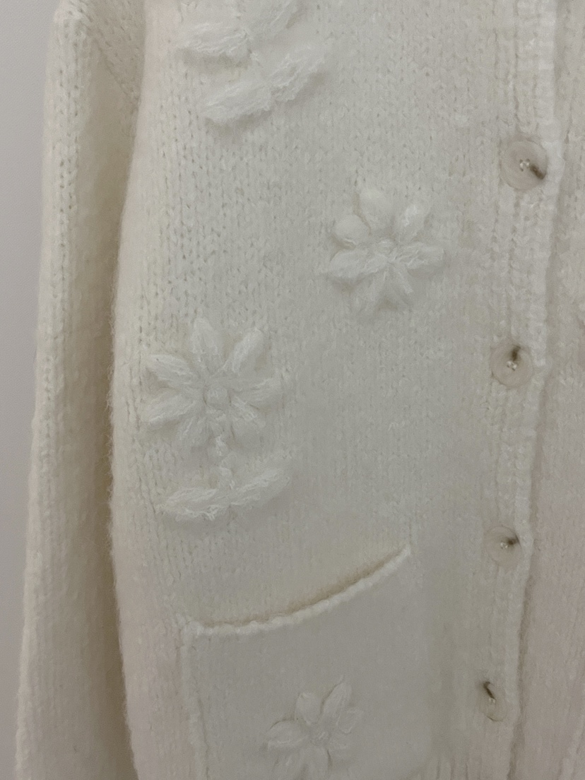 RE:OPENING韓國代購㊣女裝新品休閑25秋冬毛衣手工刺繡花朵RE:OPENING毛衣