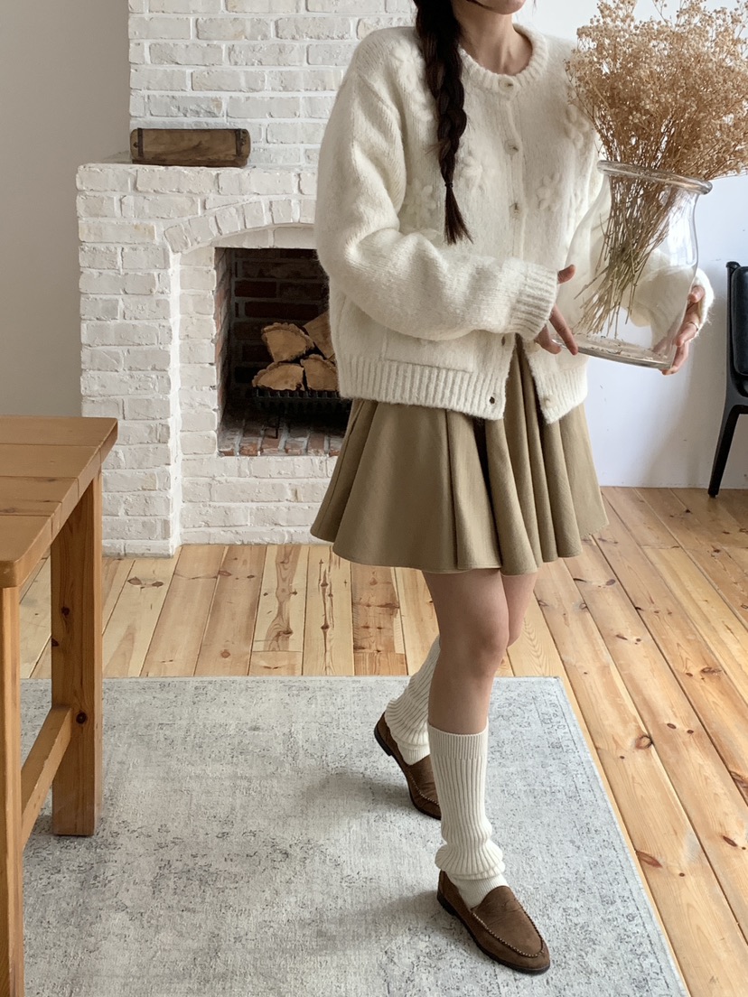 RE:OPENING韓國代購㊣女裝新品休閑25秋冬毛衣手工刺繡花朵RE:OPENING毛衣