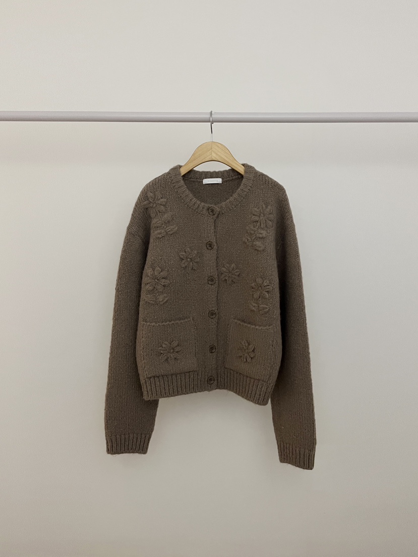 RE:OPENING韓國代購㊣女裝新品休閑25秋冬毛衣手工刺繡花朵RE:OPENING毛衣圖色2