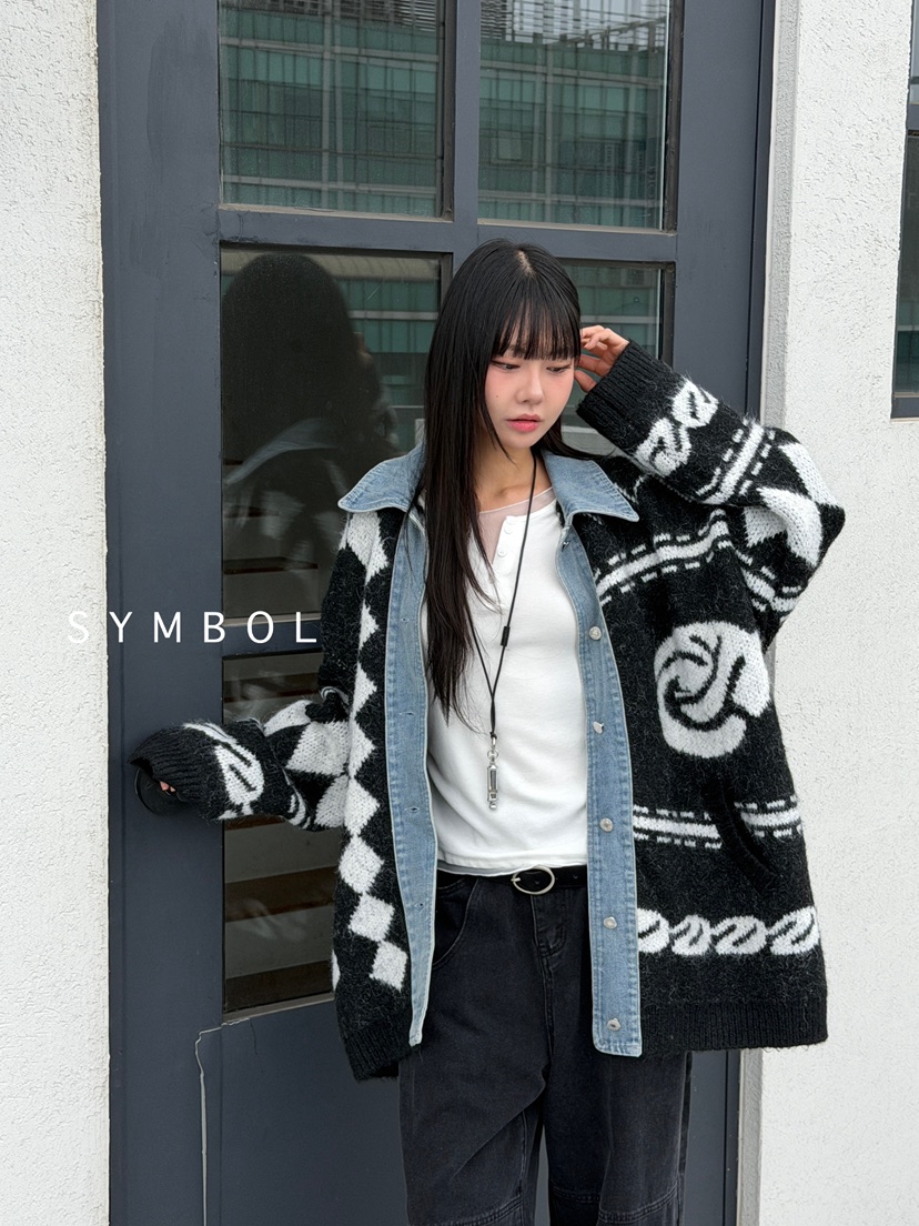 SYMBOL東大門㊣直郵女士新款人氣25秋冬職業休閑推薦針織衫SYMBOL針織衫
