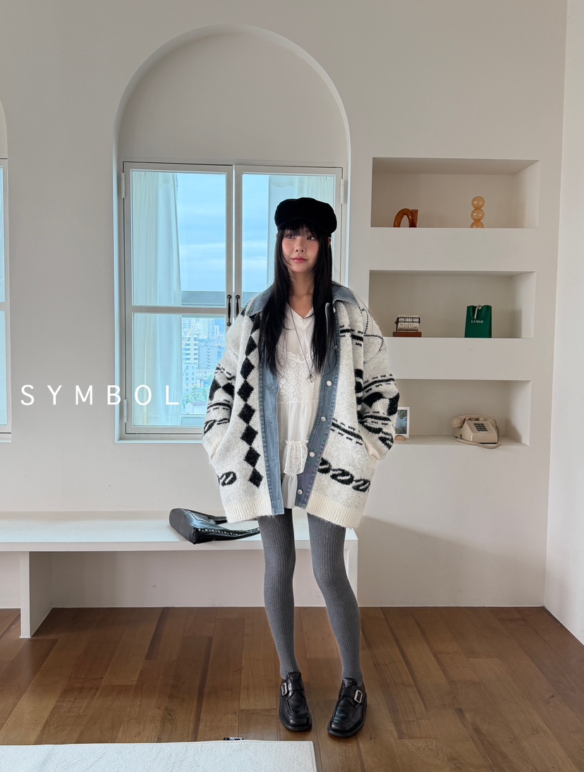SYMBOL東大門㊣直郵女士新款人氣25秋冬職業休閑推薦針織衫SYMBOL針織衫