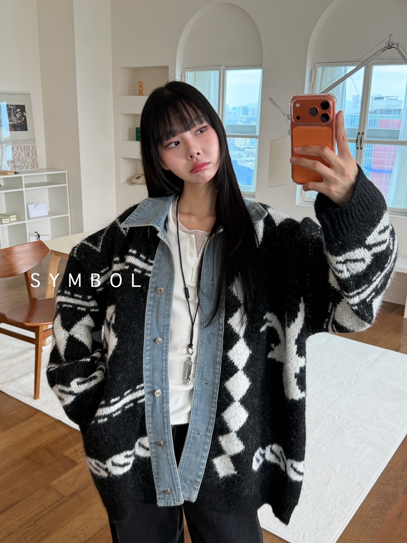 SYMBOL東大門㊣直郵女士新款人氣25秋冬職業休閑推薦針織衫SYMBOL針織衫圖色1