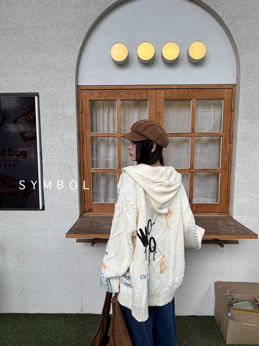 SYMBOL東大門㊣實拍女裝新款熱賣25秋冬時尚真品職業休閑毛衣SYMBOL毛衣