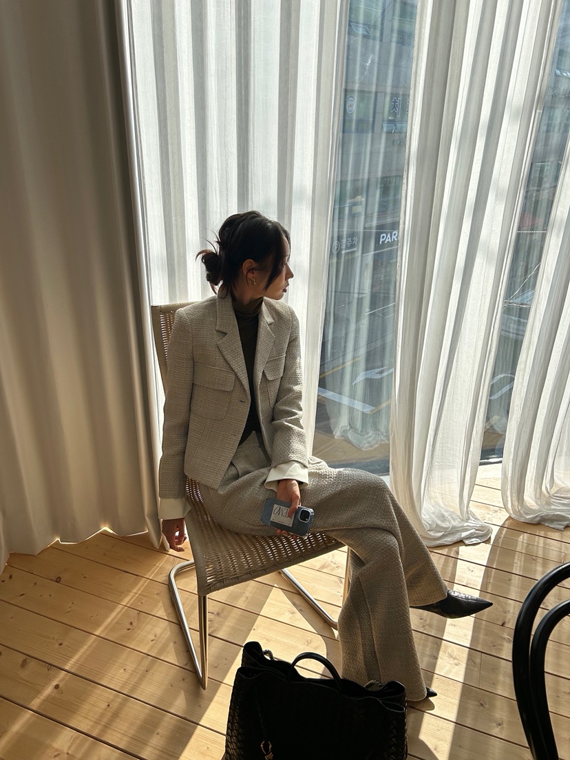 ME MO東大門㊣代購女裝新品熱賣職業時尚25秋冬夾克粗花呢ME MO夾克