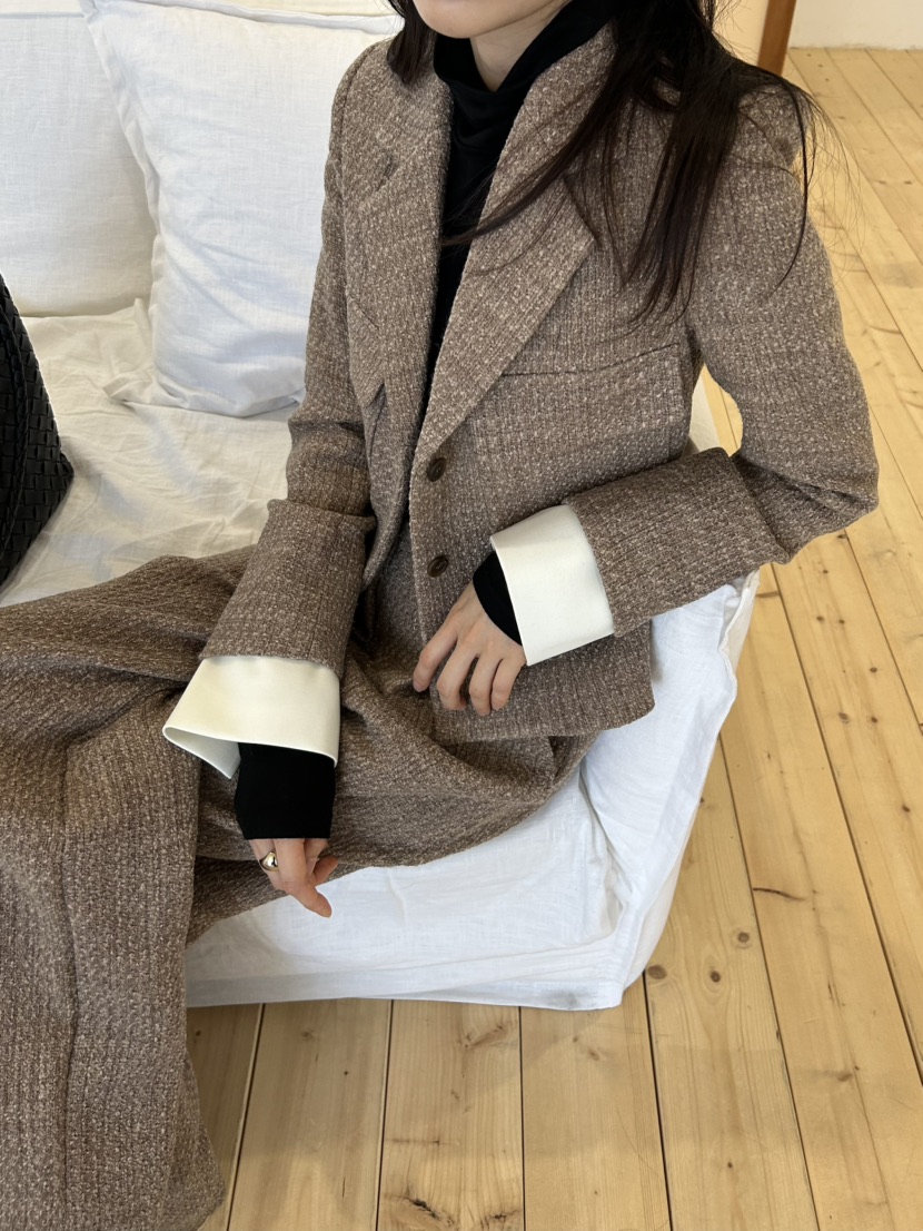 ME MO東大門㊣代購女裝新品熱賣職業時尚25秋冬夾克粗花呢ME MO夾克圖色1